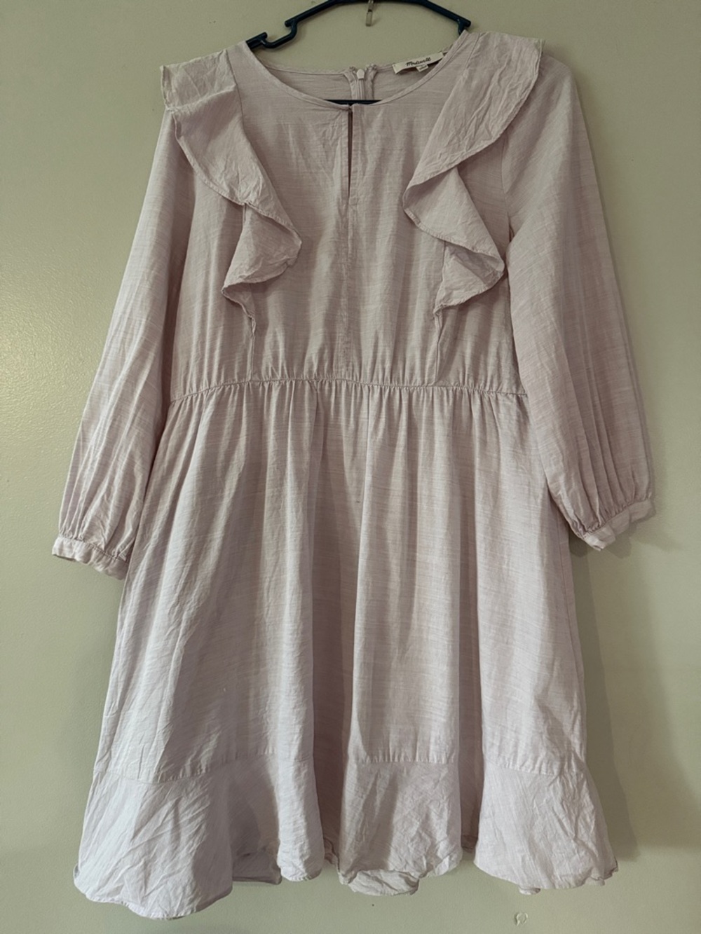 Madewell Lilac Ruffle Shoulder Dress size 8 boho prairie peasant
